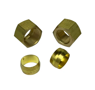 2PK Compressor Pneumatic 5/16" Compression Tube Size Sleeve Ferrule & Nut - Image 1 of 3