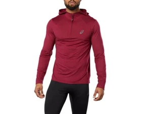 ASICS 1/4 Zip Hoodie Sweatshirt Burgundy Gym Running Yoga Hoodie (All Sizes) - Picture 1 of 11