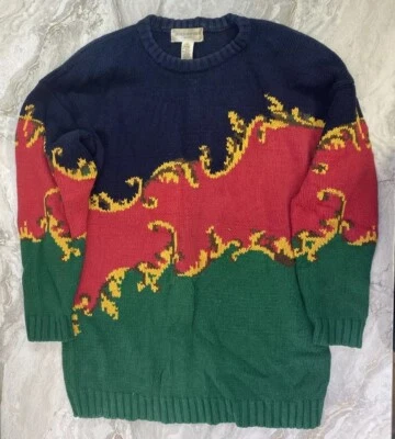 VTG Women’s Sz M Jones New York Sweater Linen Blend Pullover Green,yellow,blue - Image 1 of 4