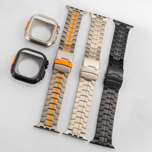 Tytanowy pasek + ulepszony do ultra etui do Apple Watch 44mm 45mm metalowy pasek - Zdjęcie 1 z 18