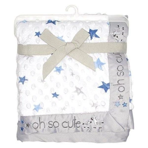 Nuevo con etiquetas Just Born Oh So Lindo Cebra Blanco Azul Marino Estrella Bebé Borde Gris Satinado