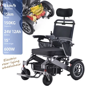 Electric Wheelchair Folding Lithium Power Motorised Foldable Headrest & Basket - Picture 1 of 20