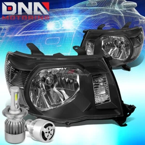 BLACK HOUSING HEADLIGHT+CLEAR CORNER+WHITE LED H4 HID W/FAN FIT 05-11 TACOMA - Picture 1 of 10