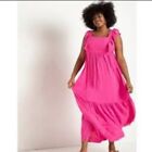 Eloquii pink ruffle pullover maxi dress size 18