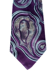 Vintage purple paisley tie by Burton 1960s 4 inch wide hippie snakeskin design - Picture 1 of 3
