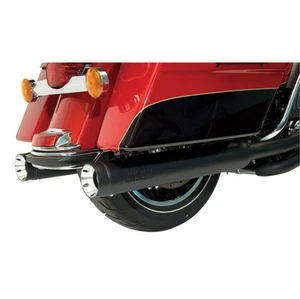 Superrapp Black Stout 4" Slip-On Mufflers 147-65224 Pair Harley FLHT CVO 2010-16 - Picture 1 of 4