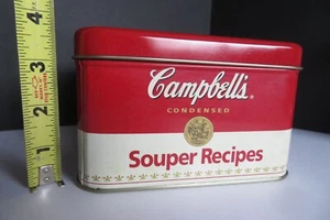 VINTAGE CAMPBELL'S® Soup SOUPER RECIPES TIN Empty Recipe Card Box - NO Recipes - Picture 1 of 12