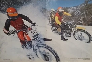 Motorcycle Snow Racing Fold Out Pin Up Husqvarna Yamaha - Picture 1 of 1