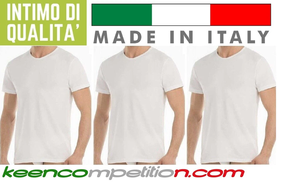 INTIMO DI QUALITÀ 3 MAGLIE UOMO GIROCOLLO T-SHIRT MANICA CORTA 100% COTONE FINISSIMO MADE IN ITALY