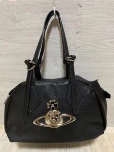 Vivienne Westwood accord Boston bag Tote bag Black Leather Orb Inner pocket ③ - Picture 1 of 9