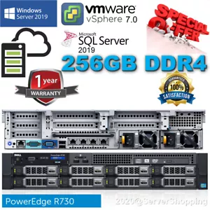 Dell PowerEdge R730 2x E5-2698v4 2.20Ghz 40-Cores 256GB DDR4 H730 1GB 4x3TB SAS - Picture 1 of 8