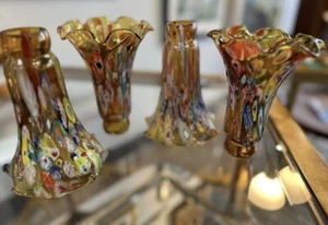 One Murano Millefiori Hand Blown Art Glass Lamp Shades 6” Tall * Sold Each - Picture 1 of 16
