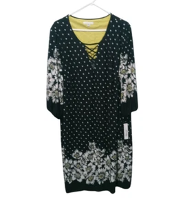 Sandra Darren Women's Navy Polka Dot Floral Tunic Dress Size 20W - Picture 1 of 13