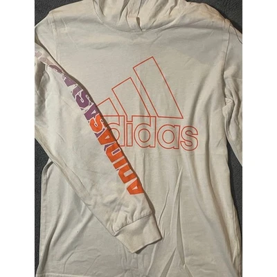 Camiseta blanca con capucha de manga larga Adidas mediana M para niñas Foto 1 de 4