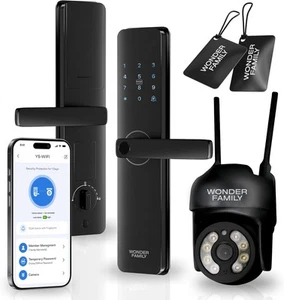 Smart Mortise Lock with WiFi Camera, Installation Kit - Digital Keyless Black - Picture 1 of 10