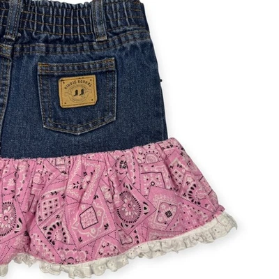 Saia jeans Kiddie Korral estilo ocidental feminina 100% algodão rosa tamanho 6 - Imagem 1 de 4
