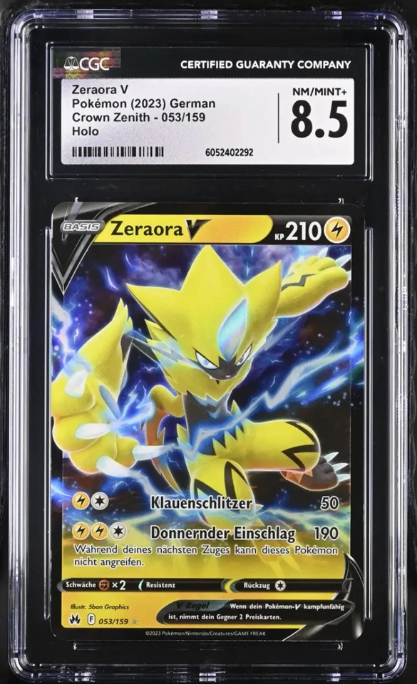 Pokémon Zeraora V 2023 German Crown Zenith Holo CGC 8.5 053/159 Trading Card - Bild 1 von 1