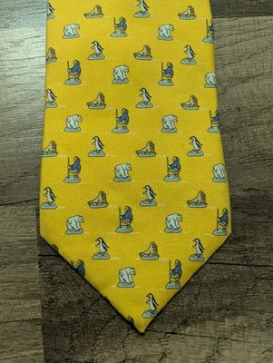 Brooks Brothers Makers Corbata Amarilla Pingüino Morsa Esquimal Oso Polar Invierno XMas Foto 1 de 4