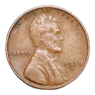 ✅ Centavo Lincoln Wheat 1939-S bueno - muy buen estado circulado centavo de cobre Foto 1 de 2