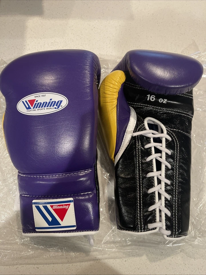 Winning MS-600-B Boxing Sparring Gloves Custom Lakers Color Way - Image 1 of 1