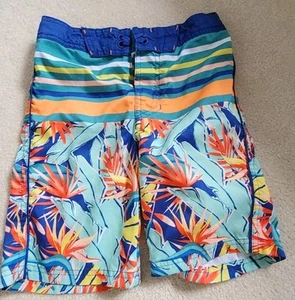 Boys Art Class Stripe Floral Swim Trunks Size 8 - Picture 1 of 4