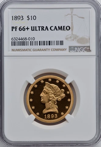 1893 LIBERTY HEAD $10 NGC PR 66+ DCAM Cover