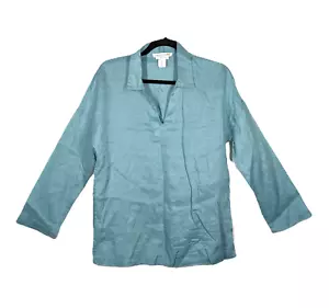C&C California tunica top donna 100% lino popover prese d'aria laterali vetro mare taglia small - Foto 1 di 9