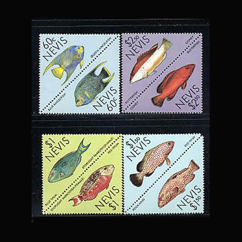 Nevis, Sc #544-47, Cpl. set, MNH, 1987, peces, vida marina, AR5GHD-A Foto 1 de 1