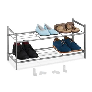 Relaxdays Metall Schuhregal 2 Ebenen stapelbar Flur Schuhgestell HBT 335 x 70... - Picture 1 of 9