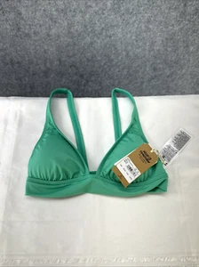 NWT Billabong Women's Size Medium Classic Solid Banded Green Bikini Top Triangle - Picture 1 of 10