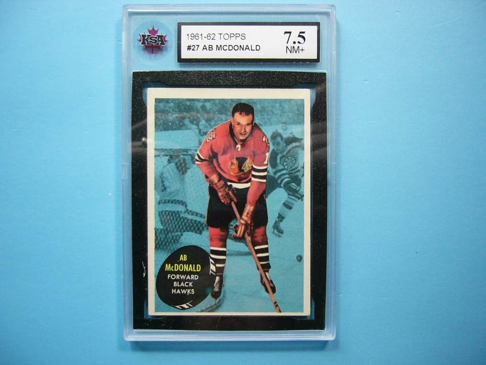 1961/62 TOPPS NHL HOCKEY CARD #27 AB MCDONALD KSA 7.5 NM+ SHARP!! 61/62 TOPPS - Image 1 of 2
