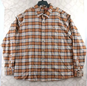 Eastern Mountain Sports Flannel Shirt Mens 2XL XXL Orange Plaid Long Sleeves - Picture 1 of 8