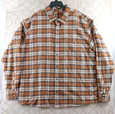 Eastern Mountain Sports Flannel Shirt Mens 2XL XXL Orange Plaid Long Sleeves - Image 1 of 4