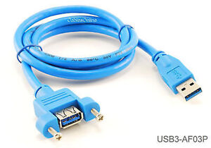 3ft USB 3.0 Extension Male to Female Molded Panel Mount External Port Cable