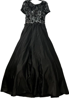 Betsy And Adam Crinoline Maxi Dress Womens Size 14 Black With Sequins - Image 1 of 4