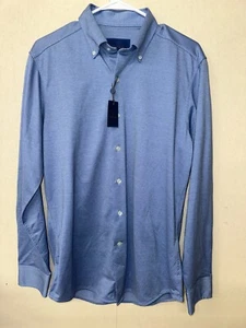 David Donahue David Donahue Fusion Knit Shirt Navy/Sky 17.5 XL - Picture 1 of 3