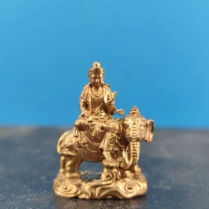 Messing Puxian Bodhisattva Drache Schlange Wächter Statue Sicher aufbewahren Auto Dekoration - Bild 1 von 11