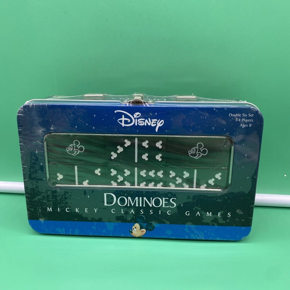 DISNEY - MICKEY MOUSE Dominoes Set Classic Games 2004 VGC In Tin Box SEALED - Image 1 of 4