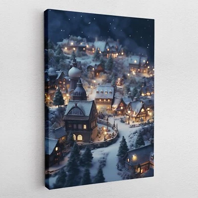 Leinwandbild Poster Acrylglas Abstrakt Weihnachten Winter Schnee Stadt Christmas - Bild 1 von 4