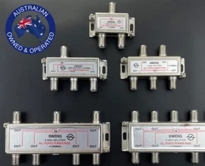 DIGITAL TV SPLITTER 2WAY,3WAY,4WAY,6WAY,8WAY POWER PASS ON ALL PORTS 5-2400MHZ - Picture 1 of 18