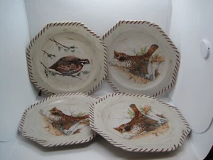 4Lenox Riverwood  Birchbark Accent Luncheon Plate, Bobwhite Quail, Ruffed Grouse - Picture 1 of 7