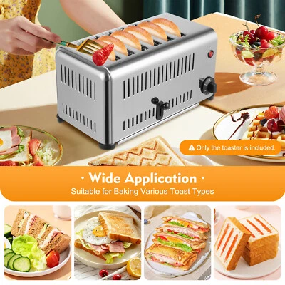 Stainless Steel Electric 6 Slice Toaster Machine Cool Touch Toaster Commercial - Image 1 of 4