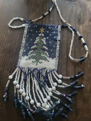 Bolso amuleto hecho a mano, bolsa de medicina collar cuentas semillas ÚNICO bolso de Navidad Foto 1 de 4