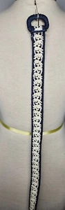 Vintage 1950s 1960s Blue And White Woven Womend Belt - Picture 1 of 5