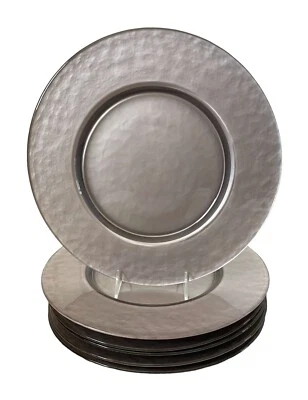 Set Of 6 Pottery Barn Shimmering  GRAY/SILVER Glass Charger Plates - Image 1 of 4