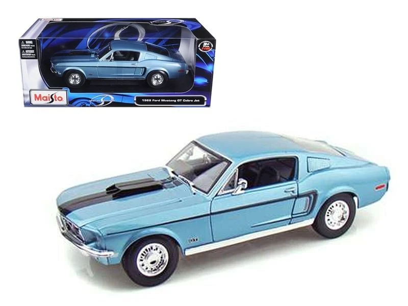 1968 Ford Mustang CJ Cobra Jet Blue 1/18 Diecast Model Car by Maisto 31167bl