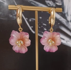 Alexis BITTAR - Blumenohrringe; rosa Gedanke - Bild 1 von 9