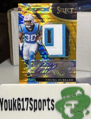 2021 Select Swatches Neon Orange Pulsar Prizm #d/25 Chuba Hubbard Rookie Auto RC - Image 1 of 3