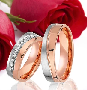 2 SILBER Partner Ringe Trauringe Eheringe Gravur Gratis ROSEGOLD Plattiert T319 - Picture 1 of 1