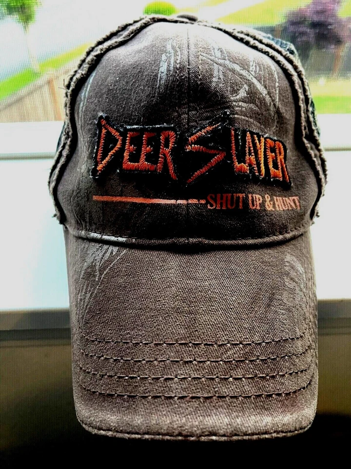 Deer Slayer  Shut Up & Hunt No Mercy Baseball Hat Cap Adjustable Brown Mesh Back - Image 1 of 4